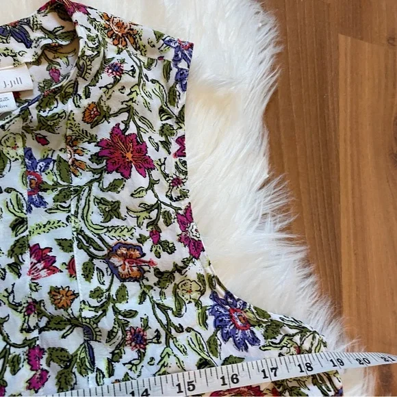 J. Jill Sleeveless Top Pink Green Floral Size Large Petite - Picture 7 of 8